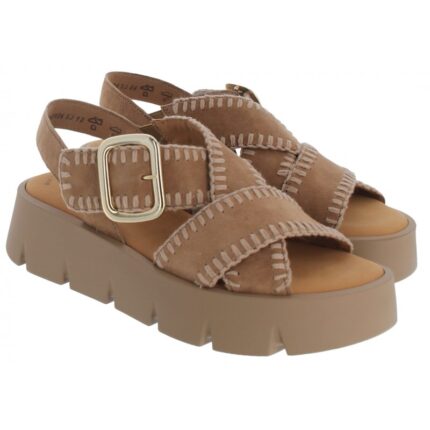 Gabor Dart 64.751 Wedge Sandals - Walnut Suede - Womens Sandals, Sliders & Toe Posts
